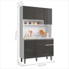 Armário Cozinha Millan Branco Cinza 6 Portas