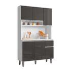 Armário Cozinha Millan Branco Cinza 6 Portas