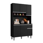 Armário Cozinha Millan Preto 6 Portas