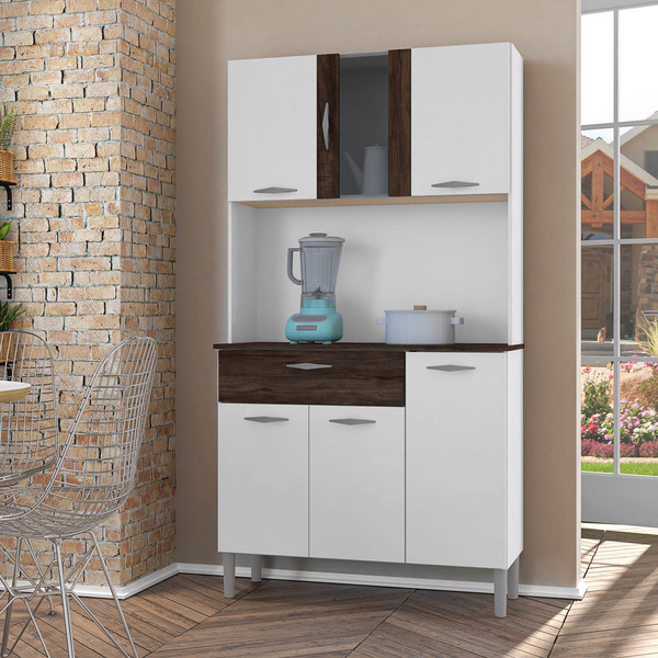 Armário Cozinha Pan Compacta Branco/white/cp Petróleo 6 Porta