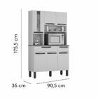 Armário Cozinha Turim 6 Portas Sallêto Carvalho Grafite