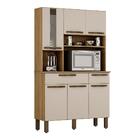 Armário Cozinha Turim 6 Portas Sallêto Carvalho Grafite