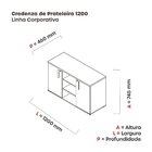 Armário Credenza 02 Portas Pivotante Credc1200 Branco/grafito