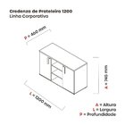 Armário Credenza 02 Portas Pivotante Credc1200 Cinza/grafito