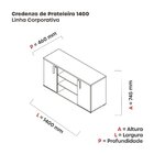 Armário Credenza 02 Portas Pivotante Credc1400 Grafito/branco