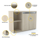 Armário Credenza 2 Portas Pandin Pe50 - Nogueira/prata