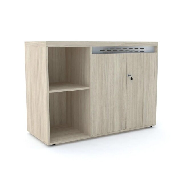 Armário Credenza 2 Portas Pandin Pe50 - Nogueira/prata