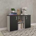 Armário Credenza 2 Portas Pivotante P25 Cinza/preto