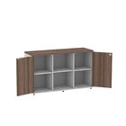Armário Credenza 2 Portas Pivotante P25 Cinza/walnut