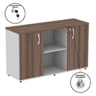 Armário Credenza 2 Portas Pivotante P25 Cinza/walnut