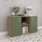 Armário Credenza 2 Portas Pivotante P25 Noce Naturalle/salvia