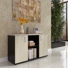 Armário Credenza 2 Portas Pivotante Preto/nogueira