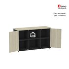 Armário Credenza 2 Portas Pivotante Preto/nogueira