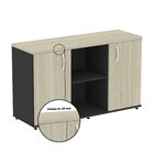 Armário Credenza 2 Portas Pivotante Preto/nogueira