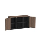 Armário Credenza 2 Portas Pivotante Preto/walnut