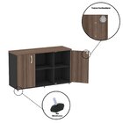 Armário Credenza 2 Portas Pivotante Preto/walnut