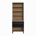 Armário Cristaleira 2 Portas 3 Gavetas Paola  Mel/preto Brilho