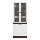 Armário Cristaleira 4 Portas Massachussetts Nogueira Branco