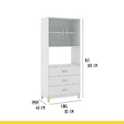 Armário Cristaleira 80 X 180 Cm 2 Portas Vidro 3 Gavetas Pés