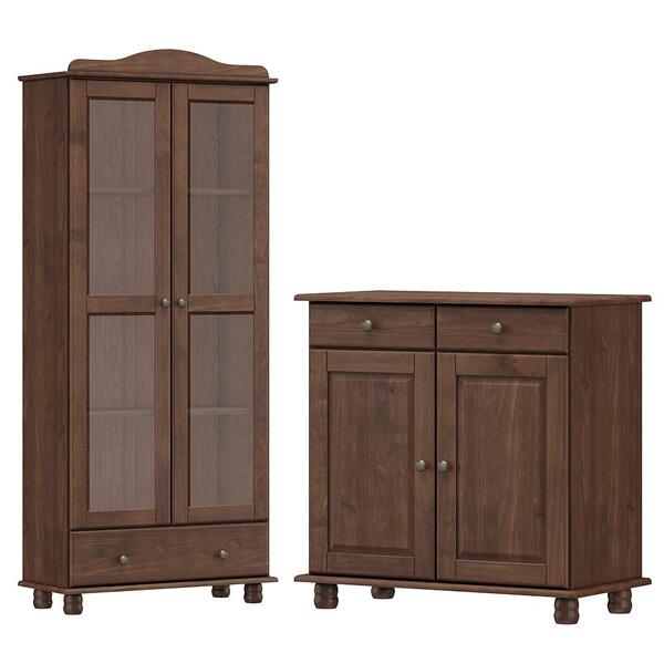 Armario Cristaleira E Balcao 2 Portas Madeira Maciça Milani S