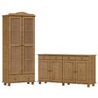 Armario Cristaleira E Balcao 4 Portas Madeira Maciça Milani S