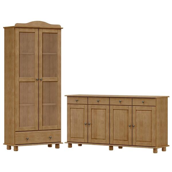 Armario Cristaleira E Balcao 4 Portas Madeira Maciça Milani S