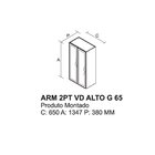 Armário Cristaleira Em Aço 2 Portas De Vidro 65cm Dobradiças