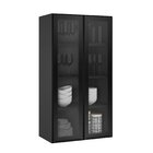 Armário Cristaleira Em Aço 2 Portas De Vidro 65cm Dobradiças