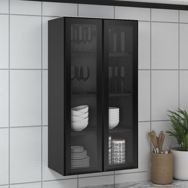 Armário Cristaleira Em Aço 2 Portas De Vidro 65cm Dobradiças