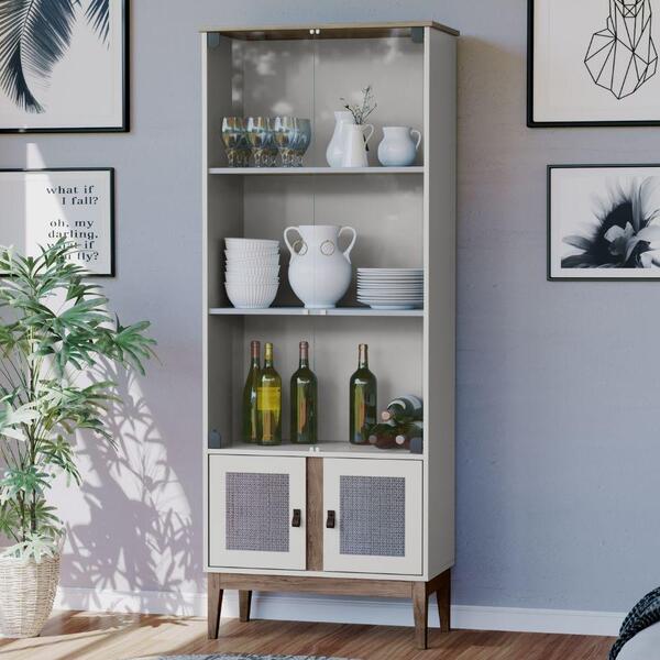 Armário Cristaleira Multiuso Com Vidro 4 Portas Mb 1005 Trama