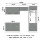 Armário De  Cozinha Completa 270cm Branco/cinza Agata Madesa