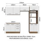 Armário De  Cozinha Completa 270cm Rustic/branco Agata Madesa