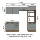 Armário De  Cozinha Completa 270cm Rustic/cinza Agata Madesa