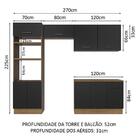 Armário De  Cozinha Completa 270cm Rustic/preto Agata Madesa