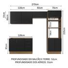 Armário De  Cozinha Completa 270cm Rustic/preto Agata Madesa