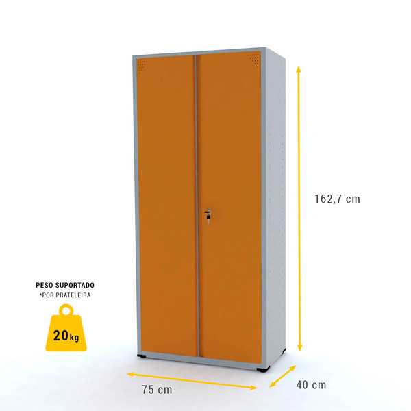 Armário De Aço 2 Portas 162x75x40 Pandin Ap408sl - Cinza/laranja