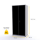 Armário De Aço 2 Portas 162x75x40 Pandin Ap408sl - Cinza/preto