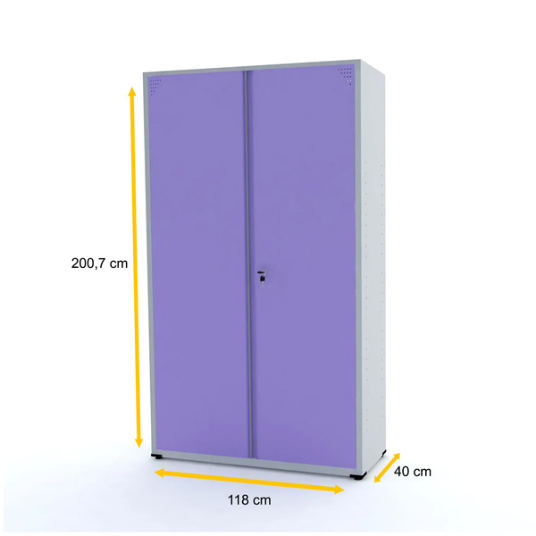 Armário De Aço 2 Portas 200x118x40 Pandin Ap403sl - Cinza/lilás