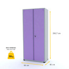 Armário De Aço 2 Portas 200x90x40 Pandin Ap402m - Cinza/lilás