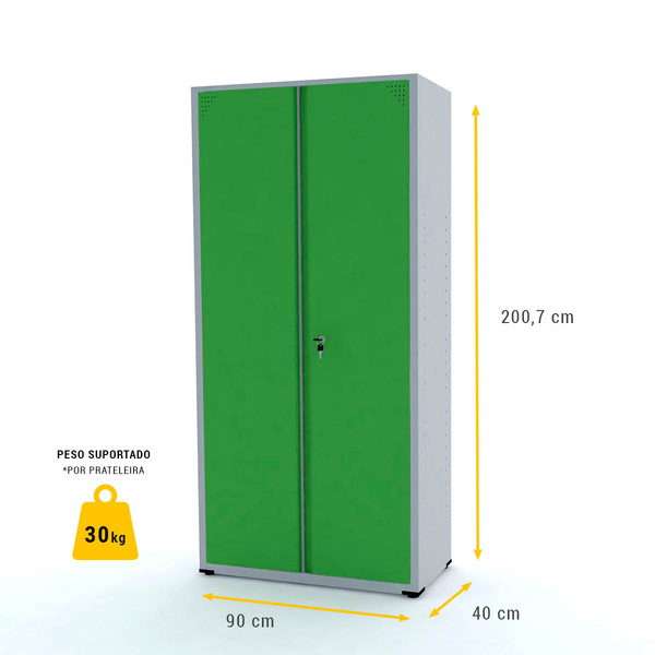 Armário De Aço 2 Portas 200x90x40 Pandin Ap402m - Cinza/verde