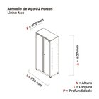 Armário De Aço 2 Portas 3 Prateleiras Com Chave Ap408sl Preto