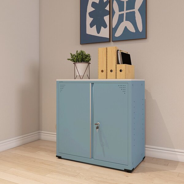 Armário De Aço 2 Portas 4 Prateleiras Com Chave Ap406sl Azul
