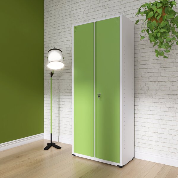 Armário De Aço 2 Portas 4 Prateleiras Com Chave Ap409sl Branc