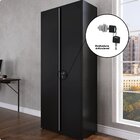 Armário De Aço 2 Portas 4 Prateleiras Com Chave Ap409sl Preto