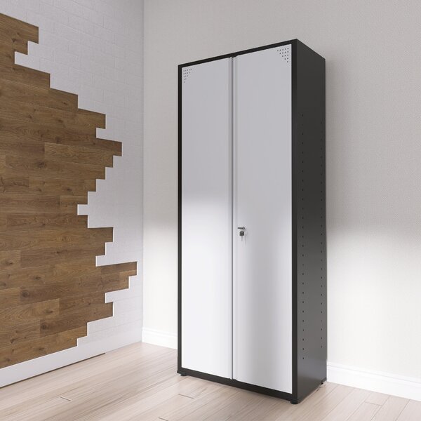 Armário De Aço 2 Portas 4 Prateleiras Com Chave Ap409sl Preto