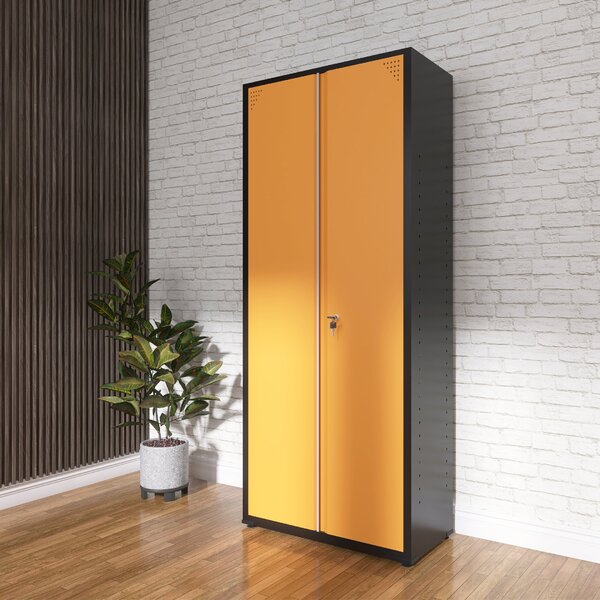 Armário De Aço 2 Portas 4 Prateleiras Com Chave Ap409sl Preto