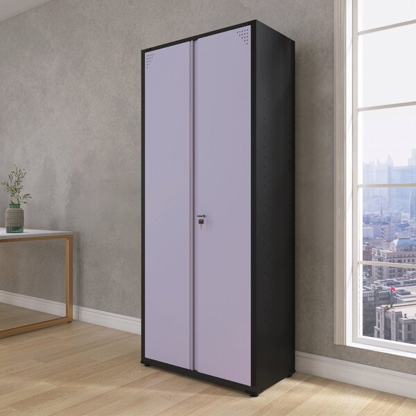 Armário De Aço 2 Portas 4 Prateleiras Com Chave Ap409sl Preto