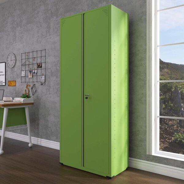 Armário De Aço 2 Portas 4 Prateleiras Com Chave Ap409sl Verde