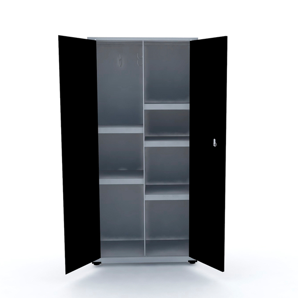 Armário De Aço Multiuso 162x75x40 Pandin Ap408mu - Cinza/preto