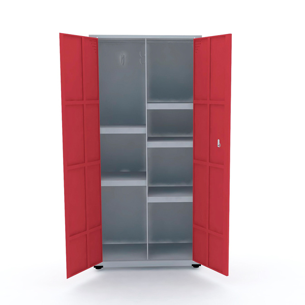 Armário De Aço Multiuso 162x75x40 Pandin Ap408mu - Cinza/verm